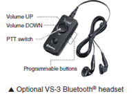 Optional VS-3 Bluetooth® headset