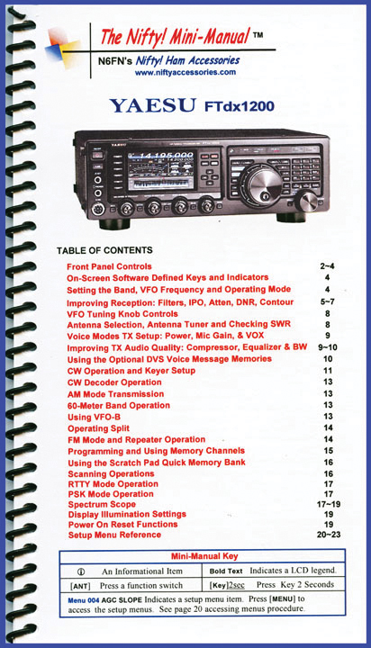 Nifty FTDX1200 Mini-Manual