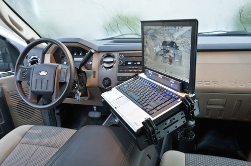 RAM-VB-185-SW1 No-Drill Laptop Mount for the Ford F-250, F-350, F-450, F-550, F-650, F-750 & Excursion