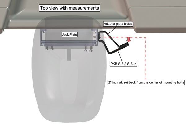 Power-Pole Braced Side Mount to Jack-Plate 2 Setback, 2 Rise, Starboard Side, Black PKB-S-2-2-S-BK