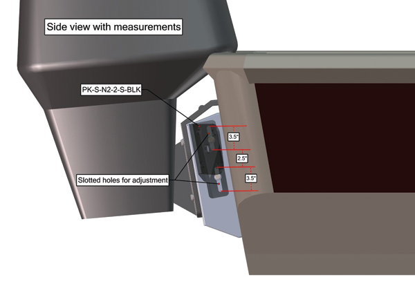 Power-Pole Dual Side Mount to Jack-Plate Negative 2 aft setback, 2 Rise, Port/Starboard Side, Black PKD-S-N2-2-BLK