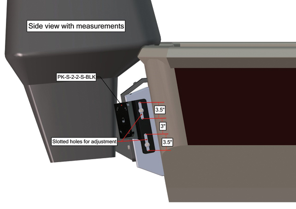 Power-Pole Side Mount to Jack-Plate 2 Setback, 2 Rise, Starboard Side, Black PK-S-2-2-S-BLK
