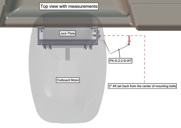 Power-Pole Side Mount to Jack-Plate 2 Setback, 2 Rise, Starboard Side, White PK-S-2-2-S-WT