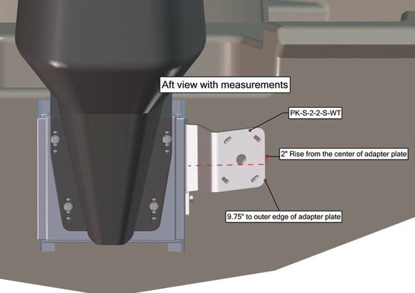 Power-Pole Side Mount to Jack-Plate 2 Setback, 2 Rise, Starboard Side, White PK-S-2-2-S-WT