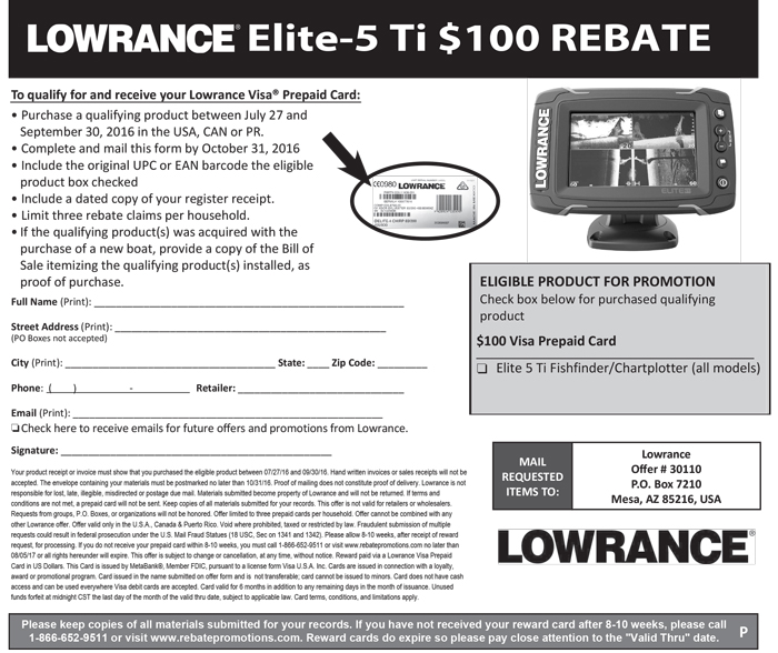Lowrance Elite5 Ti 100 rebate Radioworld